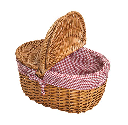 Weide Picknickkorb mit Deckel - Picknick Tragekorb leer/ohne Inhalt Henkelkorb - handlicher...