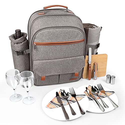 Sunflora Picknick Rucksack Set 2 Personen mit Isoliertem Kühlung und Decke, Picknickkorb 2 Personen...